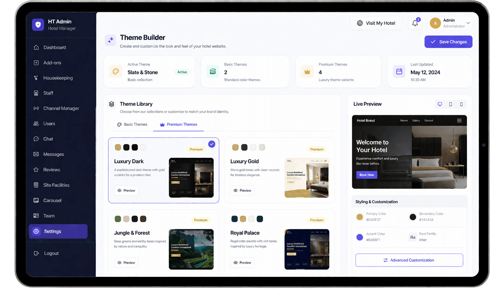 Theme builder detailed preview